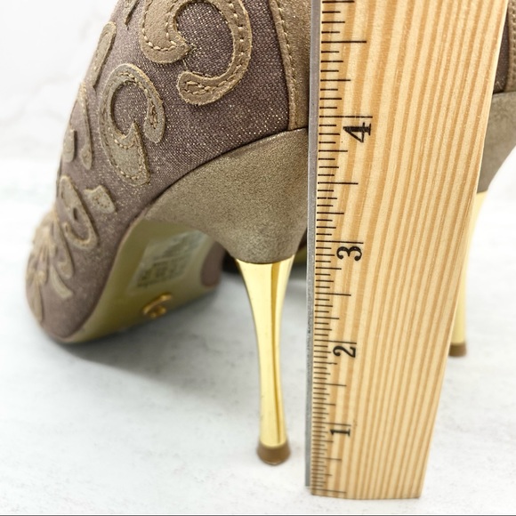 House of Dereon- Taupe Leather Open Toe Heel 7 - Picture 7 of 12